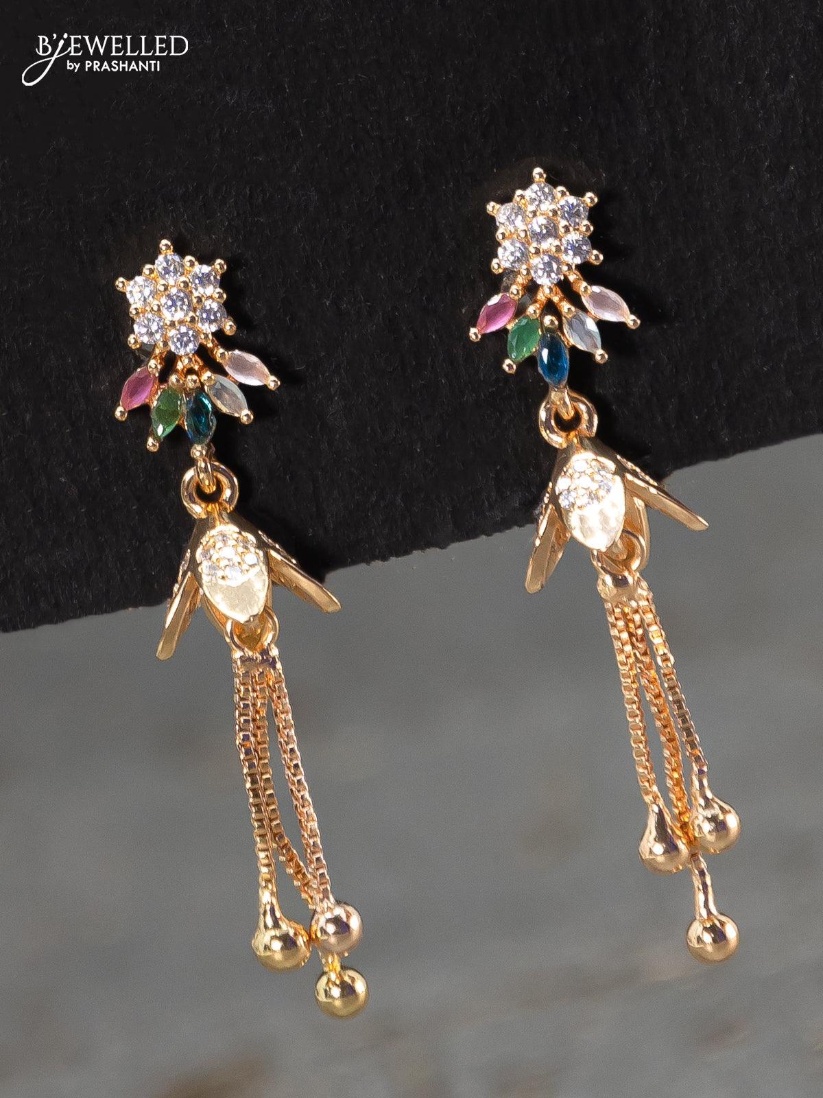 Showroom of Vertical hanging 22k gold earring | Jewelxy - 234408